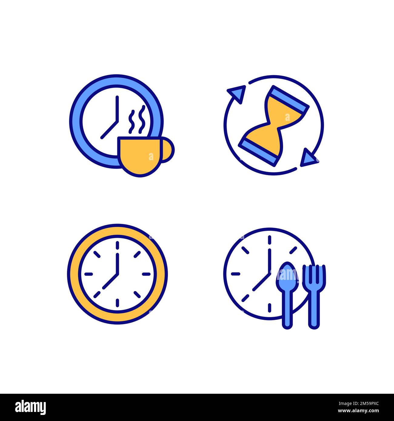 Gestion efficace du temps ensemble d'icônes de couleurs RVB pixels parfaits Illustration de Vecteur