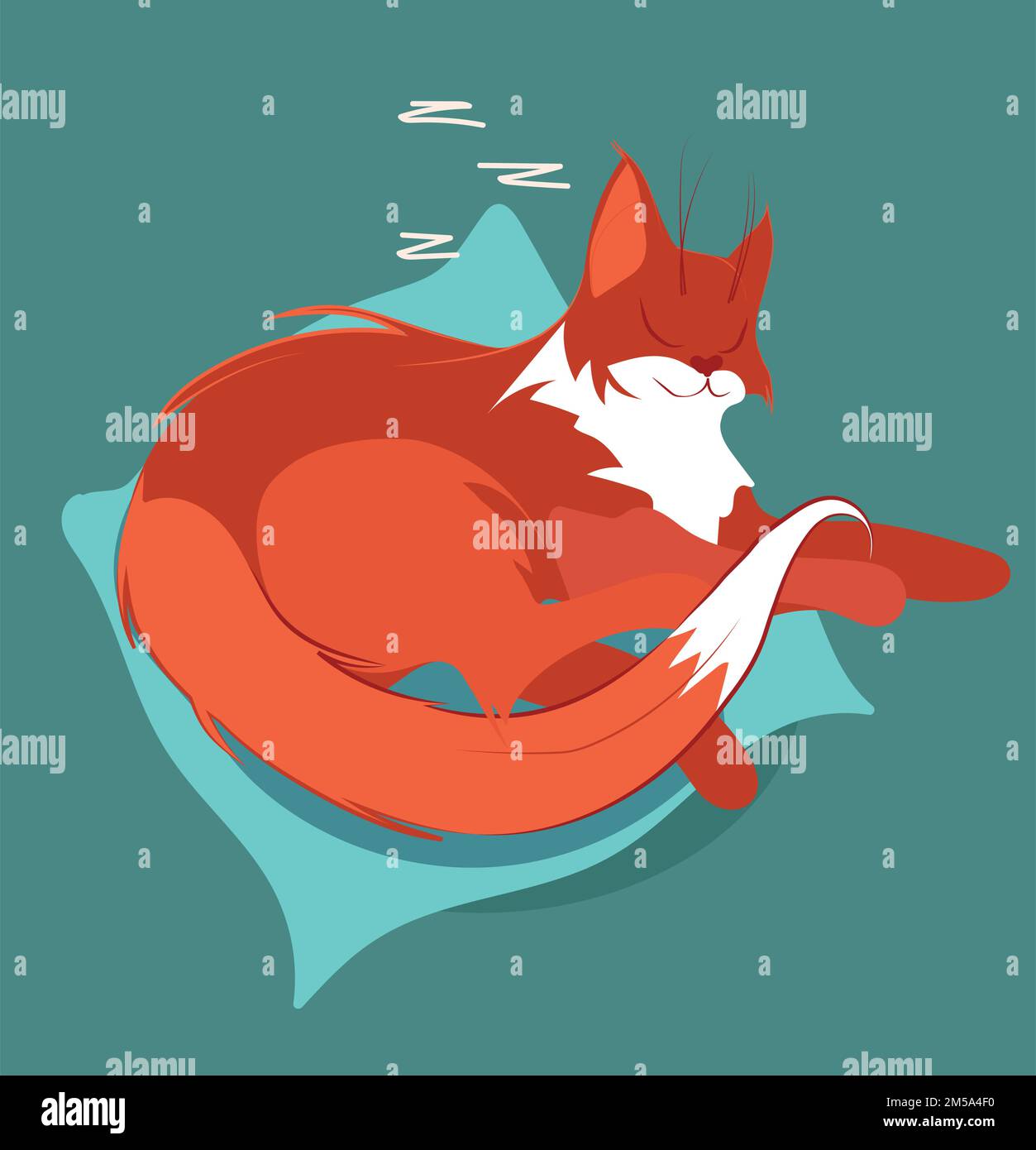 illustration vecteur image un grand chat rouge en bandes est couché dormir au repos. Illustration vectorielle Illustration de Vecteur