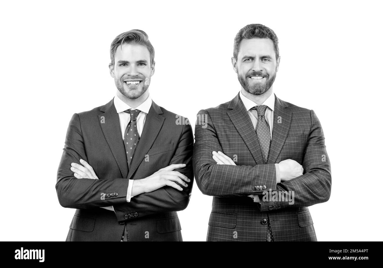 hommes d'affaires isolés sur blanc. patron et employé. partenaires d'affaires confiants. exécutif. Banque D'Images