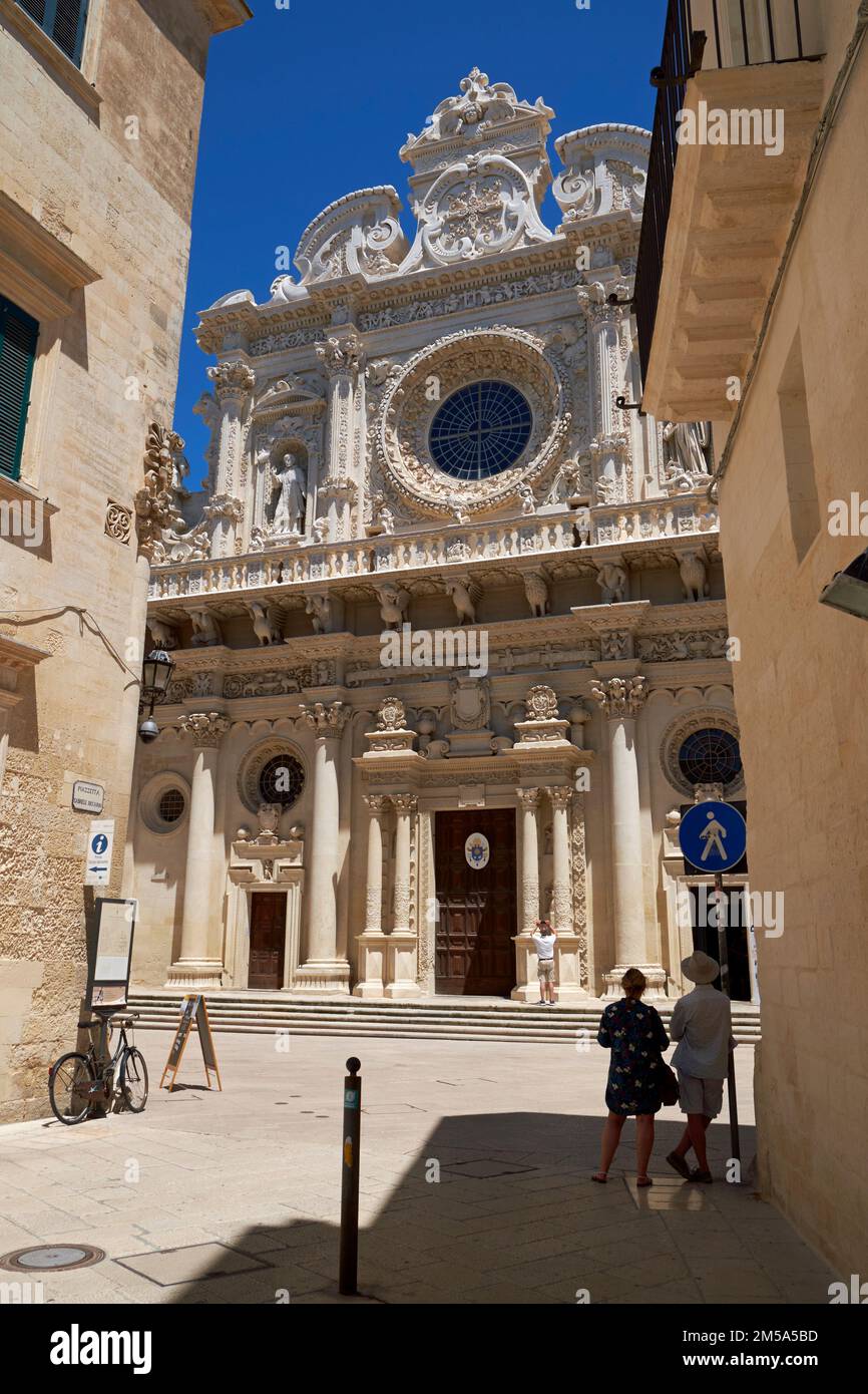 Basilique de Santa Croce (Sainte-Croix), Lecce, Pouilles (Puglia), sud de l'Italie. Banque D'Images