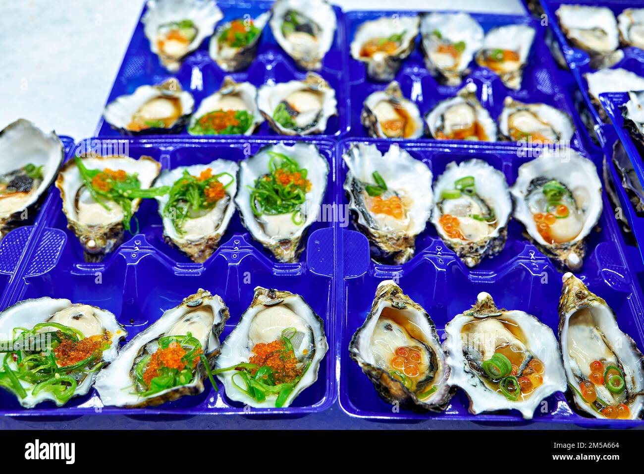 Sydney. Nouvelle-Galles du Sud. Australie. Le marché aux poissons. Huîtres Jumbo Pacific Banque D'Images