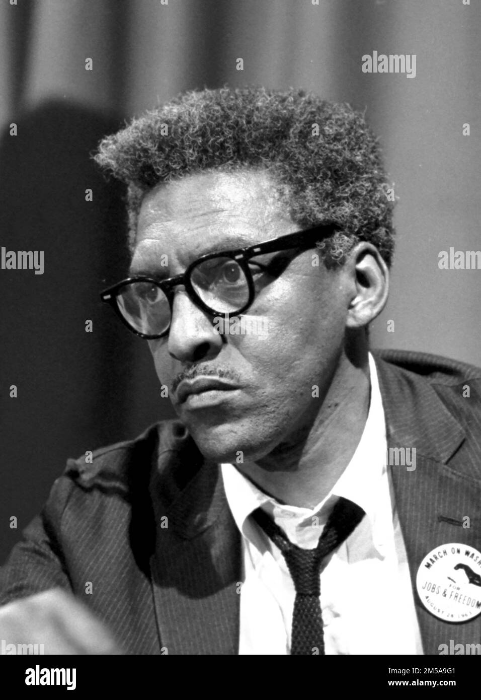 Bayard Rustin. Portrait du leader américain des droits civiques, Bayard Rustin (1912-1987) lors d'un point de presse pour la Marche sur Washington le 27 août 1963 Banque D'Images