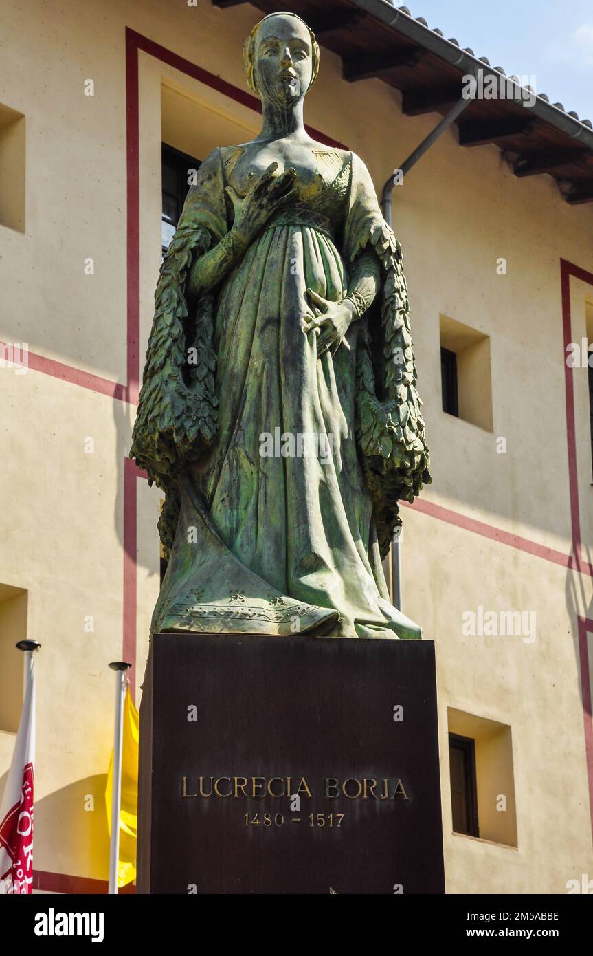 La sculpture de Lucrecia Borgia, une noble hispano-italienne à Gandia, Valence, Espagne Banque D'Images