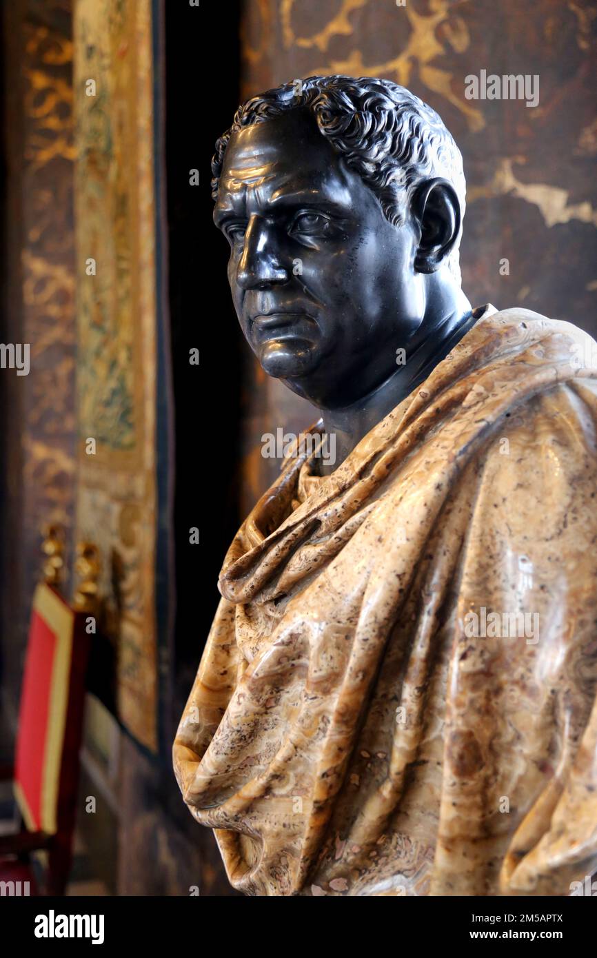 Cracovie. Cracovie. Pologne. Aulus Vitellius Germanicus, empereur romain. Portrait de sculpture Banque D'Images