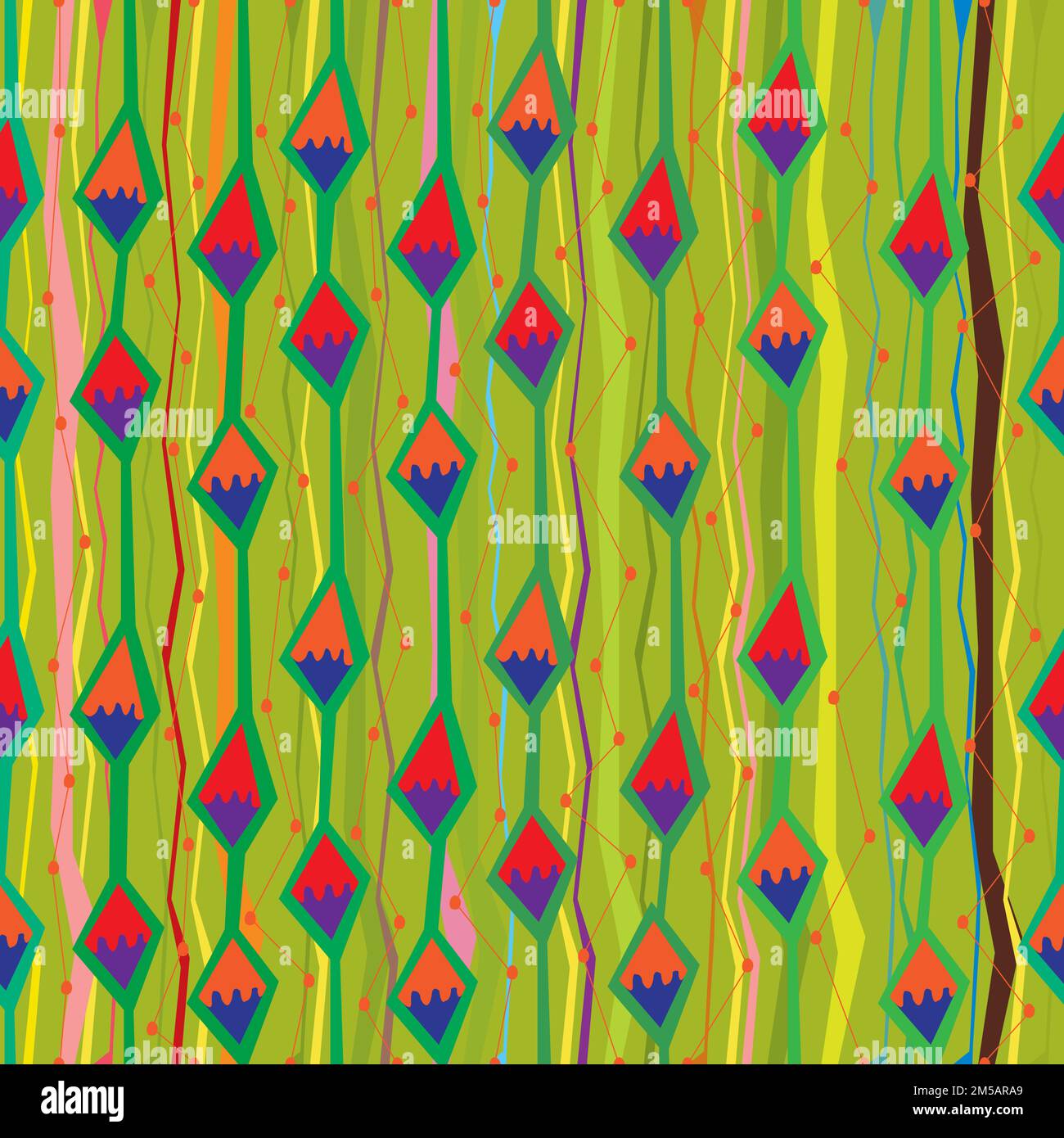 Transparente colorée géométrique avec losange avec contour vert ; formes abstraites en string et avec contour vert Illustration de Vecteur