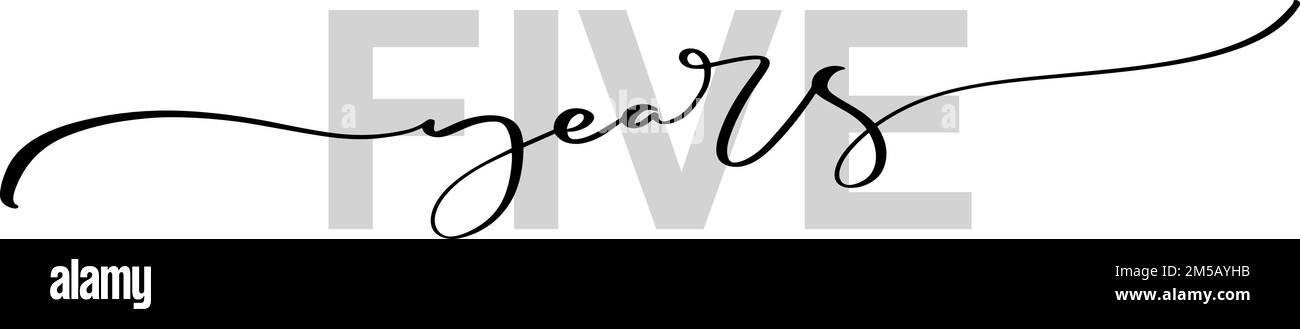 5 cinq ans calligraphie lettrage texte anniversaire logo symbole design. Pour carte de vœux, garantie Illustration de Vecteur
