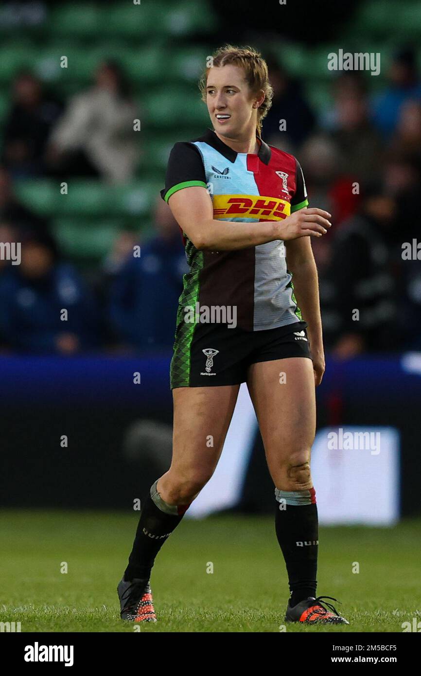 Izzy Mayhew of Harlequins Women pendant le match féminin de l'Allianz Premier 2015 Harlequins Women contre Bristol Bears Women à Twickenham Stoop , Londres, Royaume-Uni, 27th décembre 2022 (photo de Nick Browning/News Images) Banque D'Images