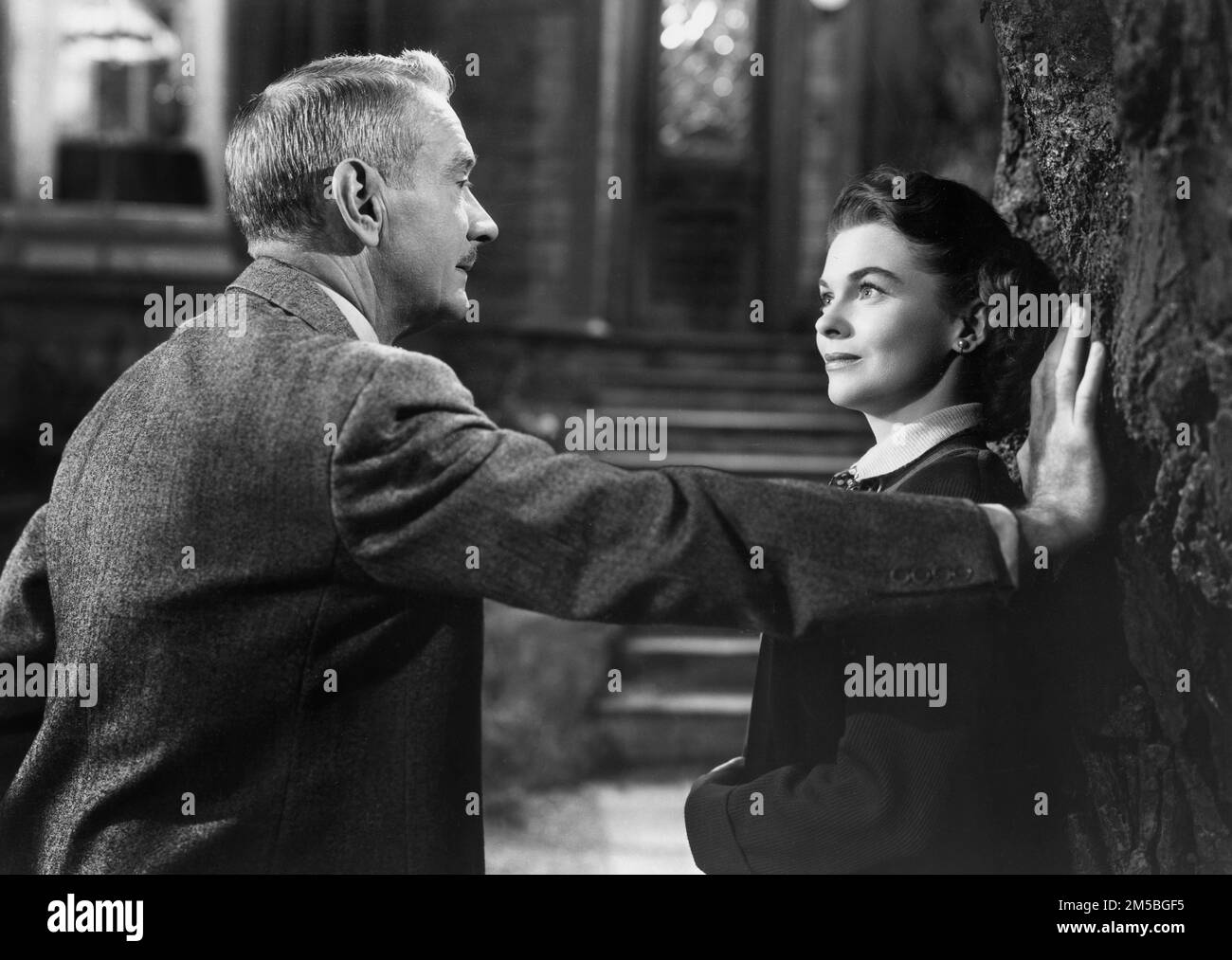 Clifton Webb, Joanne Dru, sur le tournage du film, « Mr. Belvedere Rings the Bell », 20th Century-Fox, 1951 Banque D'Images