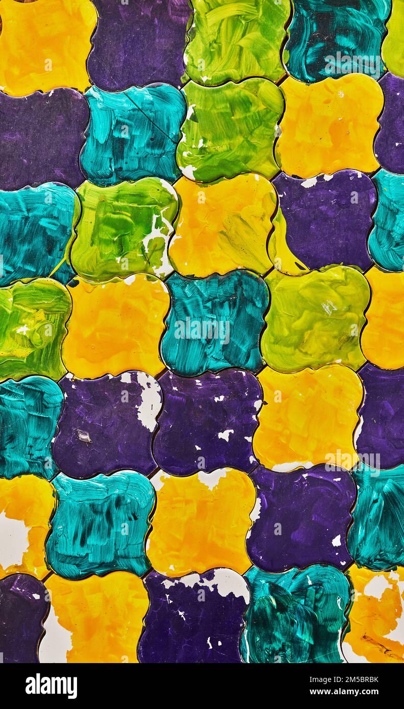 Texture d'arrière-plan en mosaïque à partir de pièces peintes de couleur Banque D'Images