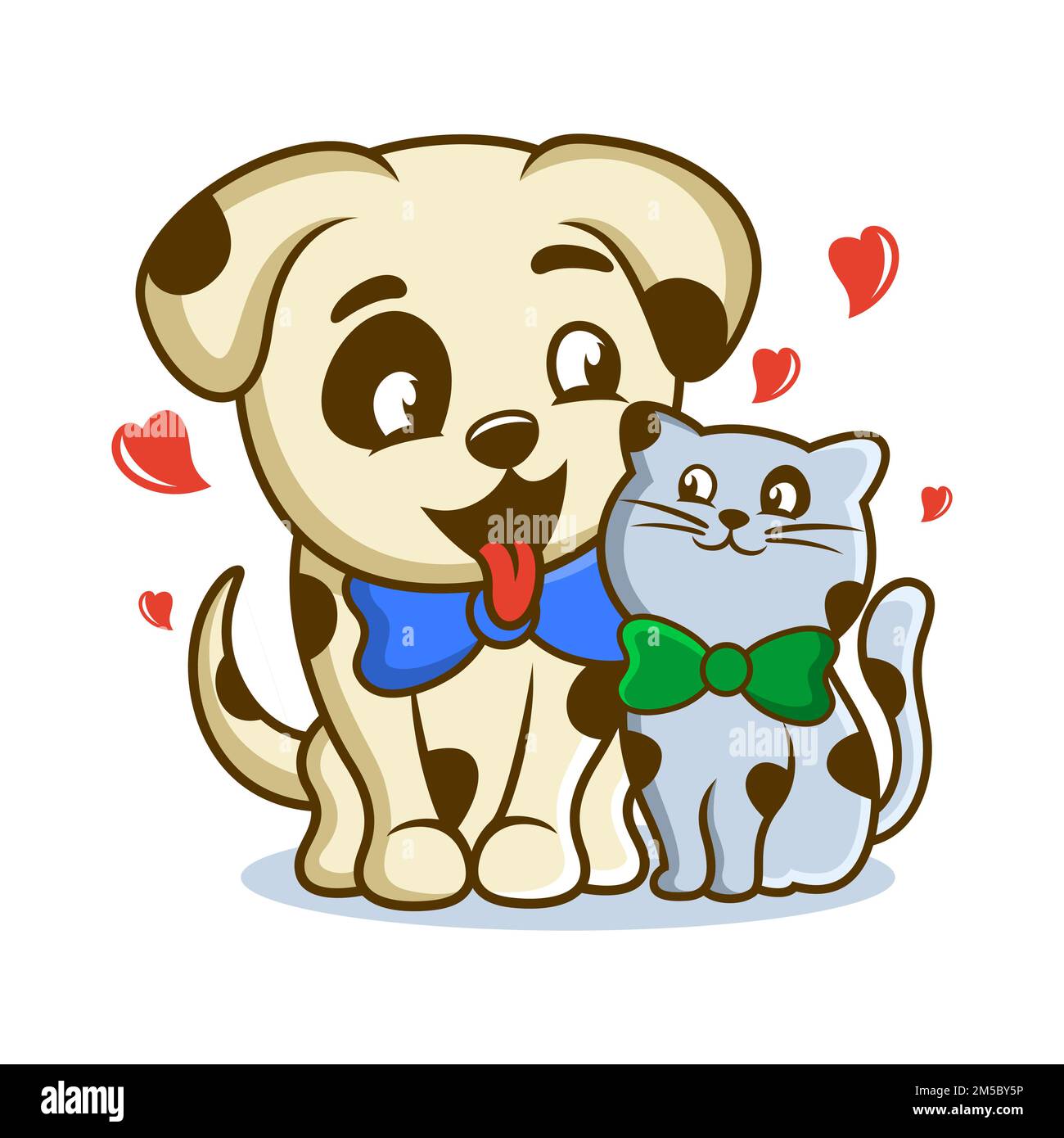Animaux de compagnie amusants chat avec logo de chien Illustration de Vecteur