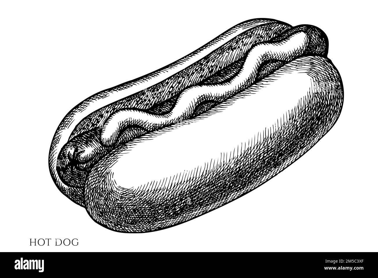 Collection d'illustrations vectorielles vintage Carnival Food. Hot dog noir et blanc. Illustration de Vecteur