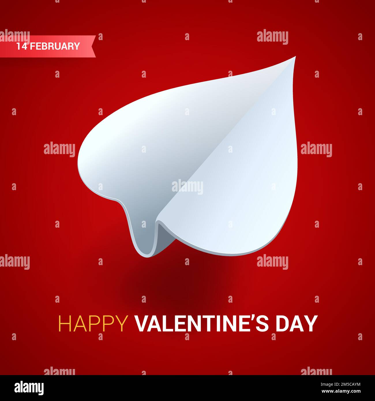 Illustration de la Saint-Valentin. Papier blanc en forme de coeur sur fond rouge. Vecteur. Illustration de Vecteur