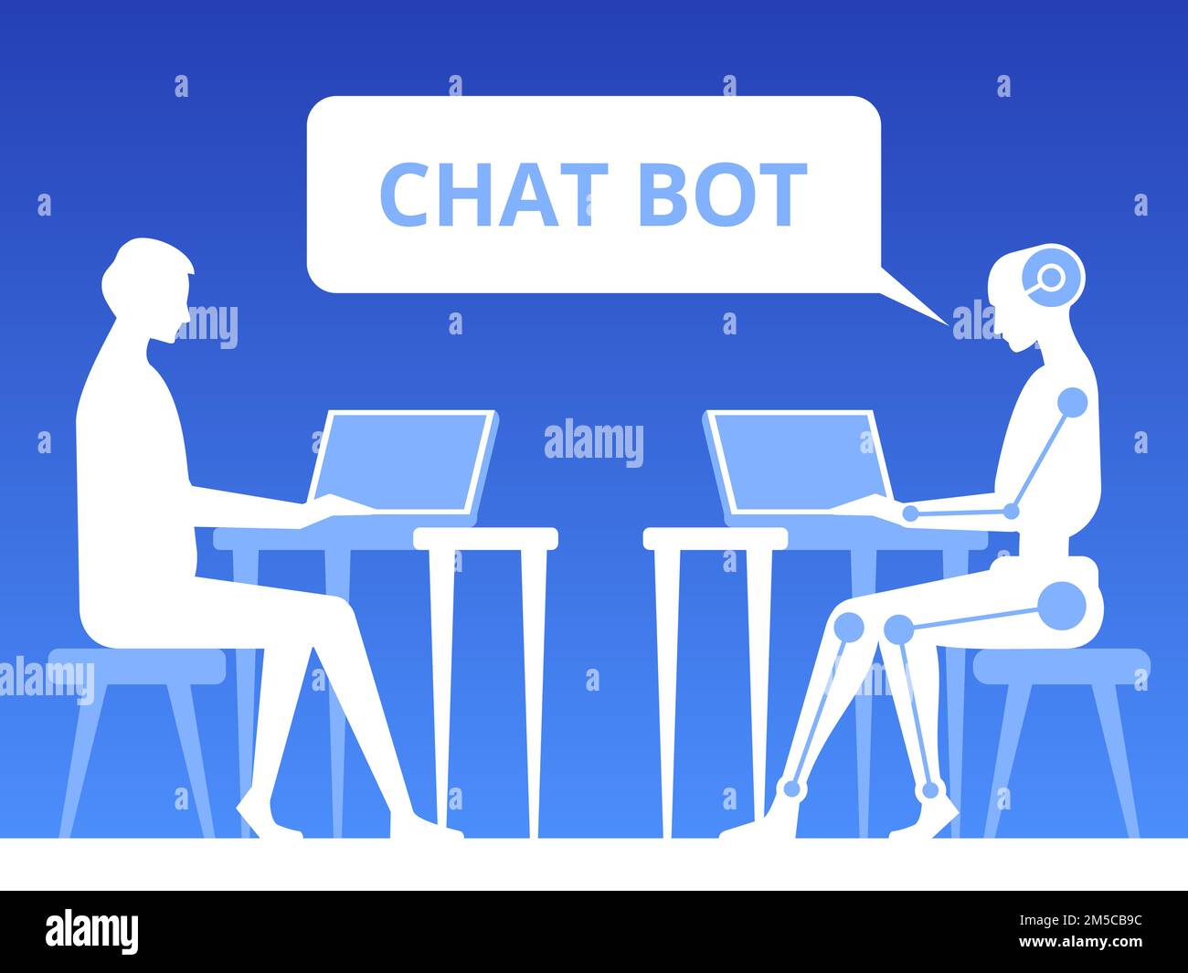 Chat bot. Assistance robot virtuelle pour le site Web ou les applications mobiles. Intelligence artificielle. Illustration vectorielle plate concept Illustration de Vecteur