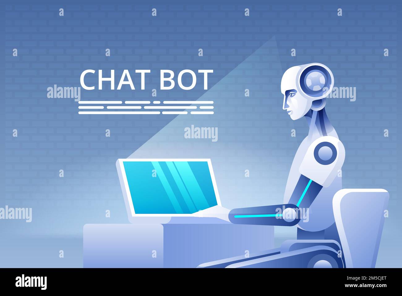 Concept Chatbot. Assistance virtuelle de site Web ou d'applications mobiles, concept d'intelligence artificielle. Illustration vectorielle Illustration de Vecteur