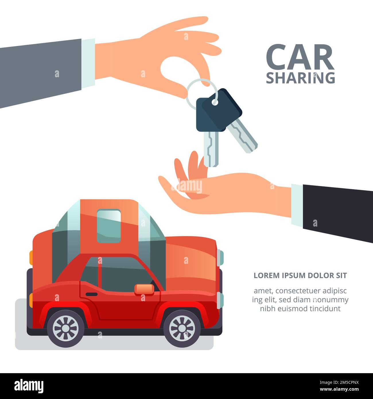 Concept de partage de voiture la consommation collaborative et le partage économique main donnant des clés de voiture Illustration de Vecteur