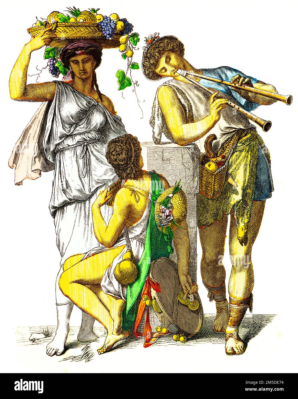 Costumes historiques du grec des temps anciens, illustration historique colorée, Münchener Bilderbogen, München 1890 Banque D'Images