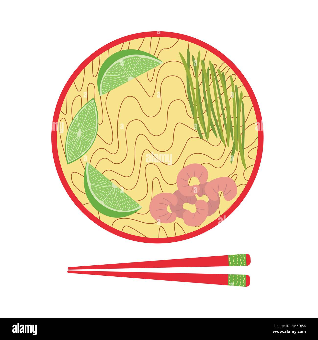 Tampon vectoriel de nouilles thaïlandaises Illustration de Vecteur