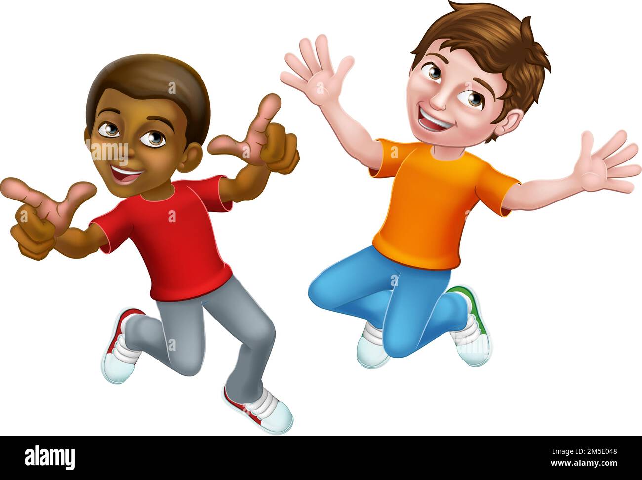 Jumping Boys Kids dessin animé pour enfants Illustration de Vecteur