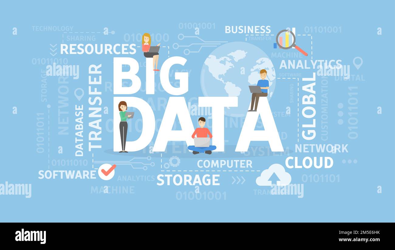 Illustration du Big Data. Nuage de mots avec les gens. Idée de l'information et analysys. Illustration de Vecteur