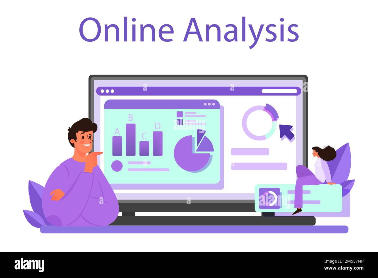 Service ou plate-forme en ligne d'analyse de la concurrence. Études de marché et développement de stratégies commerciales. Analyse en ligne. Illustration vectorielle isolée Illustration de Vecteur