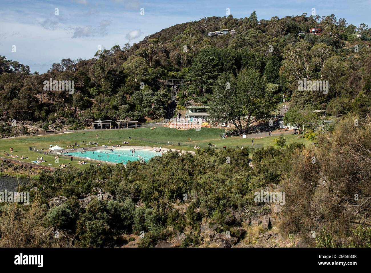Pont suspendu de Lexandra, Launceston, Tasmanie, Australie. Cela s'étend sur la rivière South Esk Banque D'Images