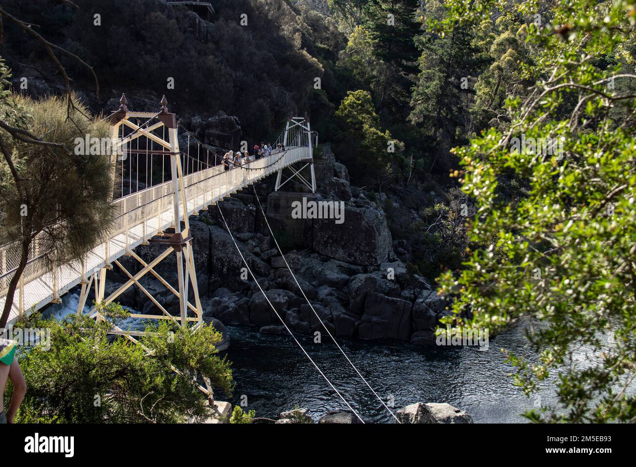 Pont suspendu de Lexandra, Launceston, Tasmanie, Australie. Cela s'étend sur la rivière South Esk Banque D'Images