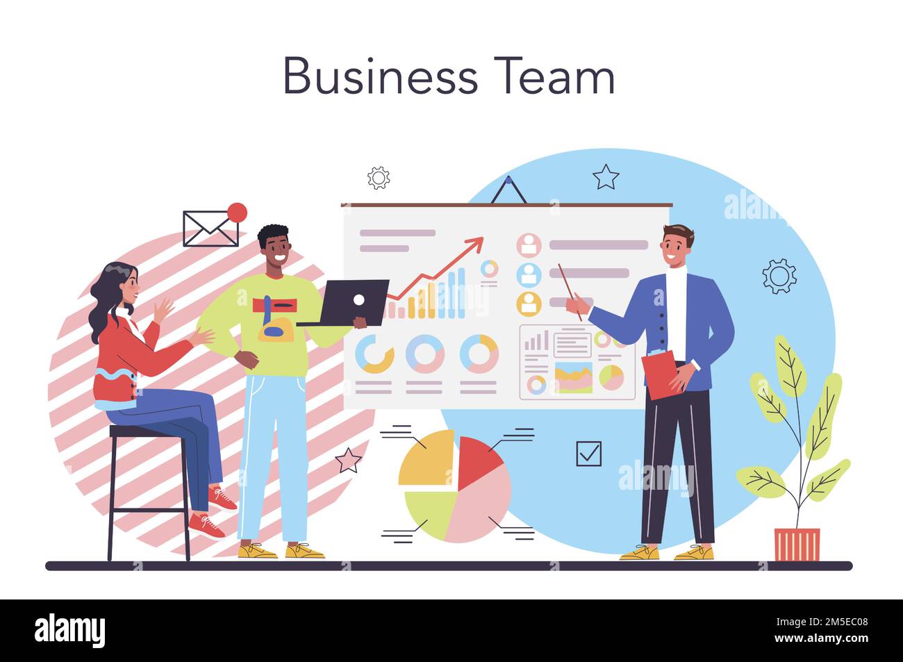 Concept d'équipe d'affaires. Idée de stratégie et de réussite en travail d'équipe. Le développement d'équipes, un groupe de personnes travaillent ensemble pour le développement de l'entreprise. Communication Illustration de Vecteur