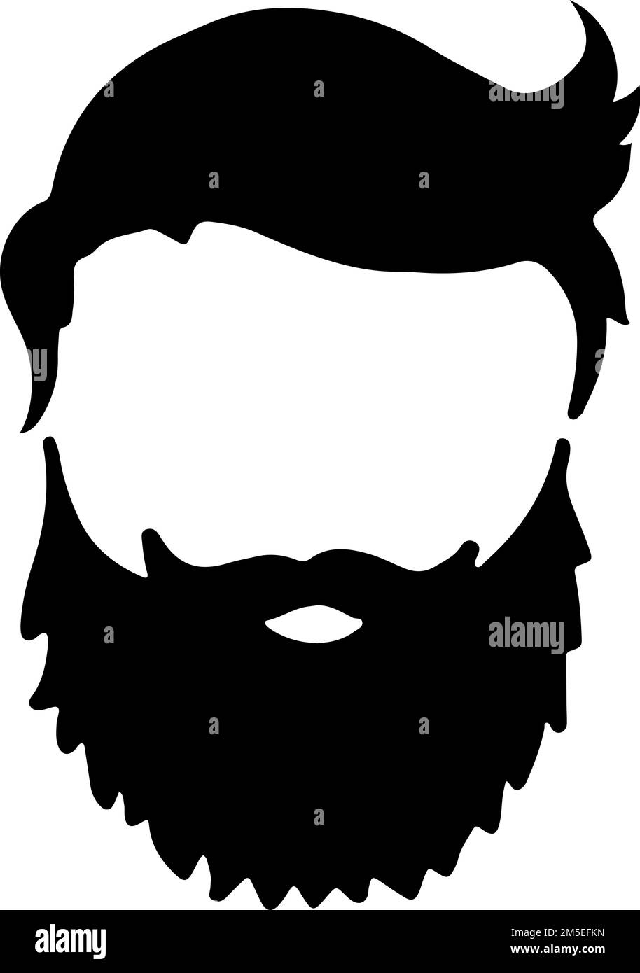 Icône en noir cheveux et barbe. Avatar masculin sans visage Illustration de Vecteur