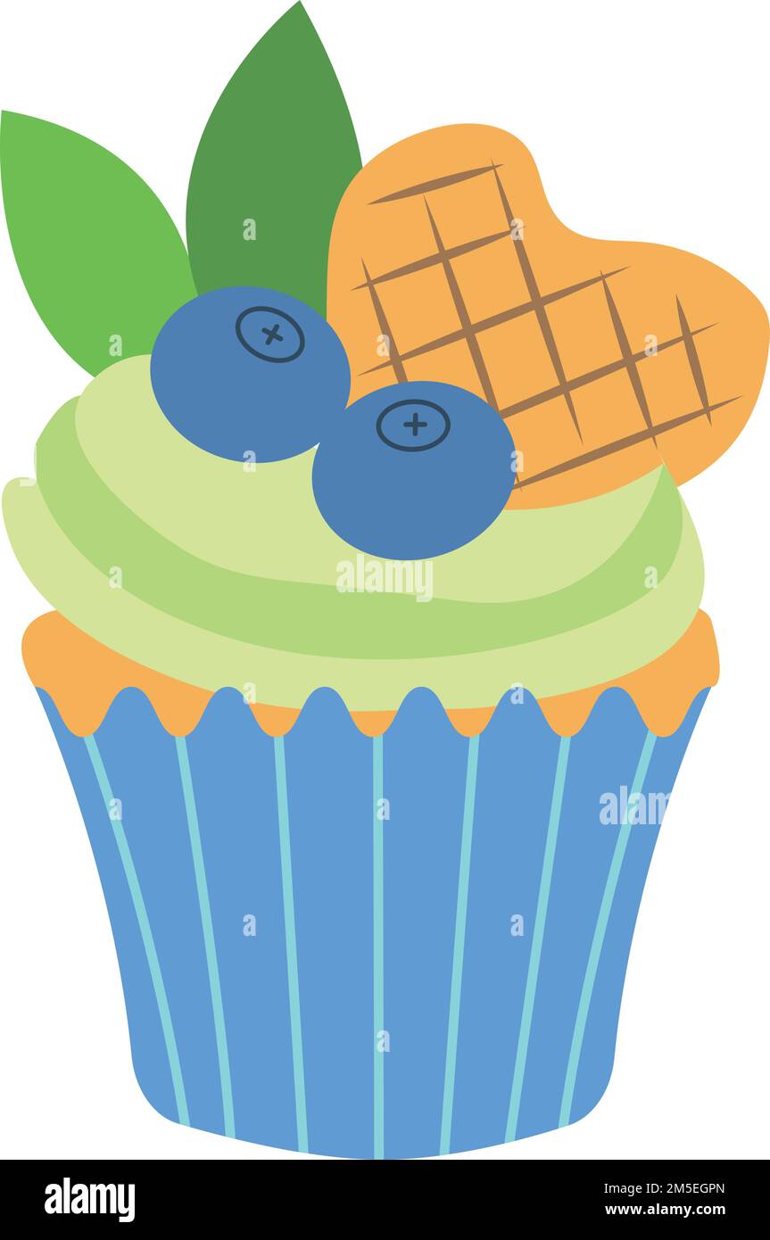 Icône de muffin aux myrtilles. Gâteau aux baies fraîches et douces Illustration de Vecteur