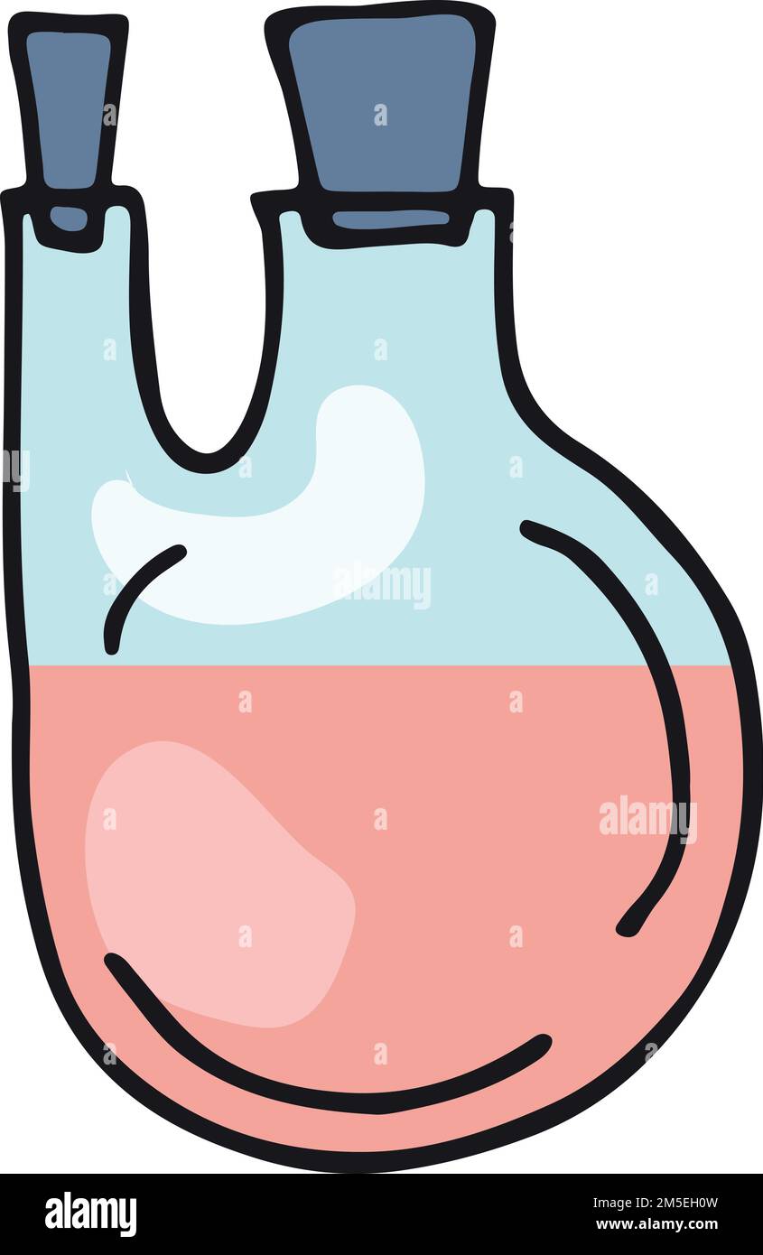 Icône en verre de laboratoire à deux cols Illustration de Vecteur