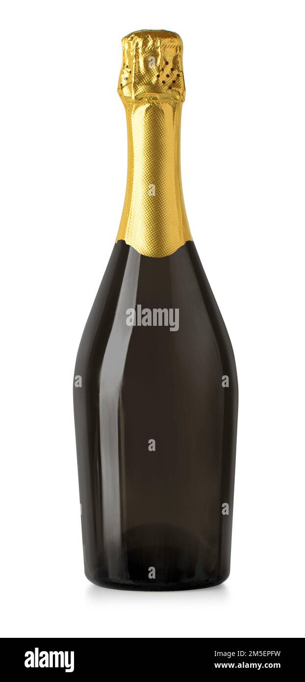 Bouteilles de vin mousseux, bouteille de champagne isolée sur blanc Banque D'Images