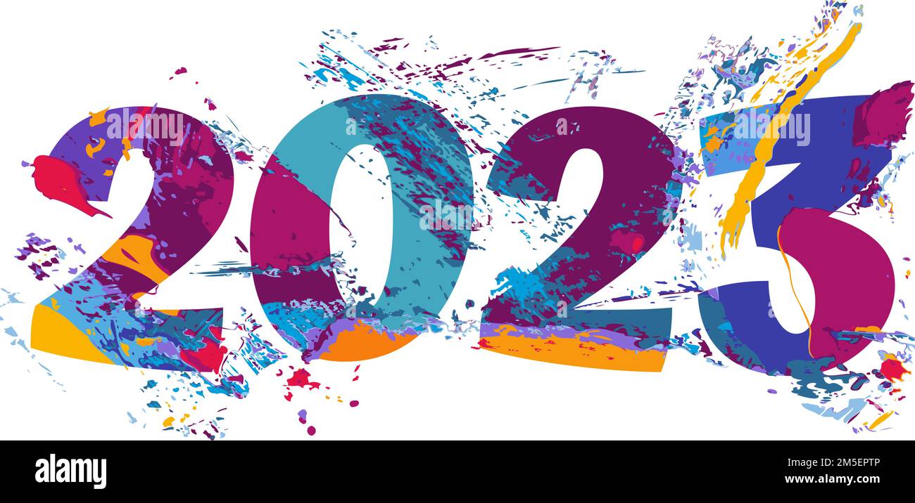 Nouvel an 2023 élément de design coloré ou illustration de carte de vœux Illustration de Vecteur