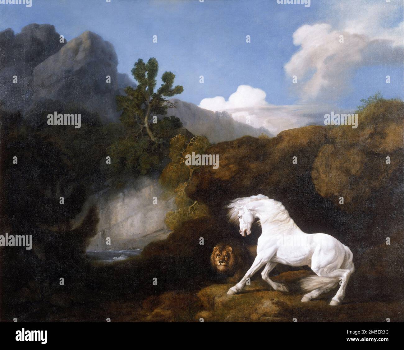 George Stubbs - Cheval effrayé par un Lion - 1770 Banque D'Images