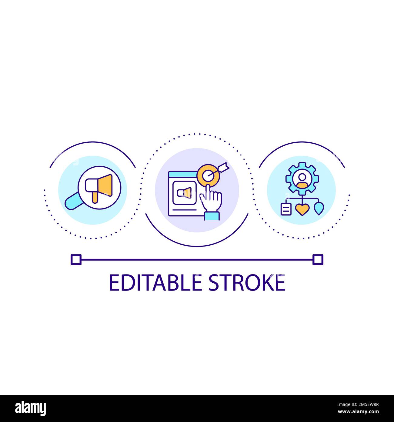 Déterminer l'icône de concept de boucle de stratégie promotionnelle Illustration de Vecteur
