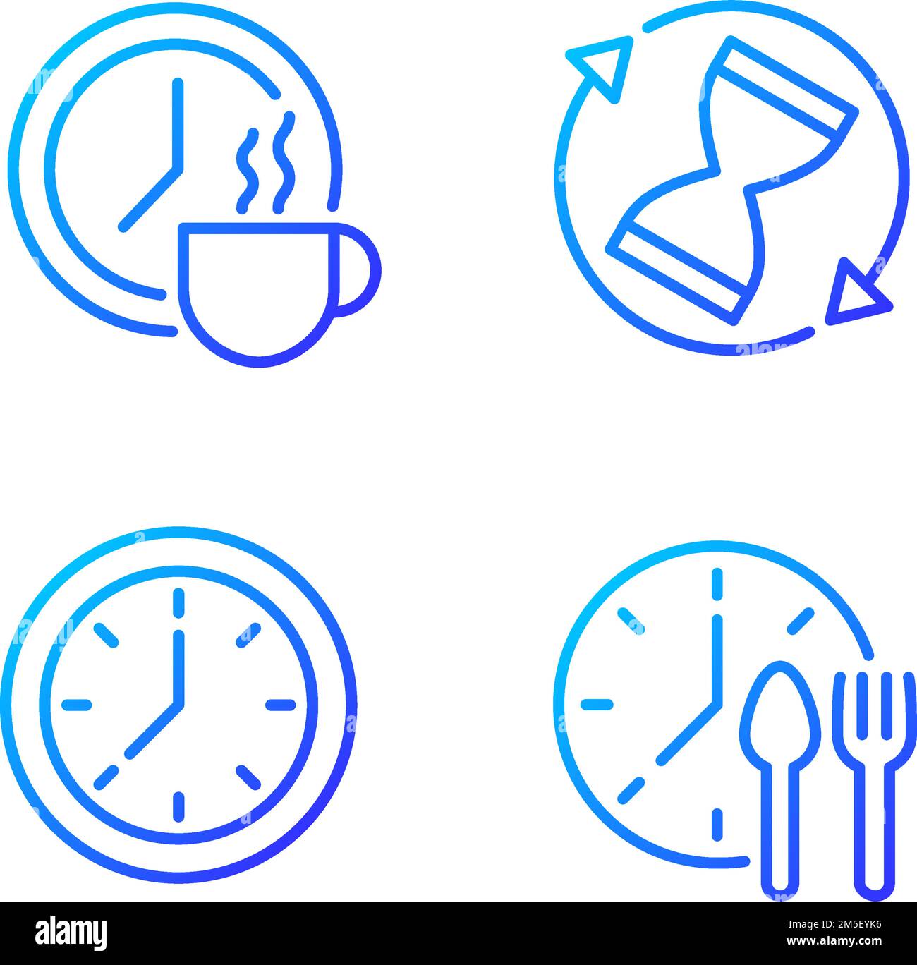 Gestion efficace du temps ensemble d'icônes de vecteur linéaire de gradient Perfect pixel Illustration de Vecteur