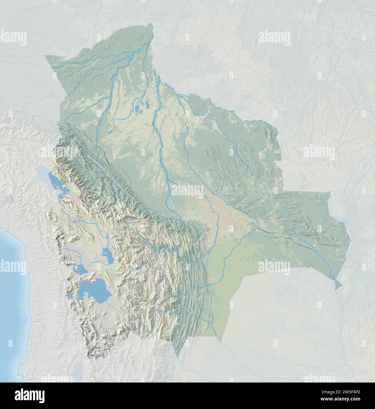 Carte topographique de la Bolivie Banque D'Images