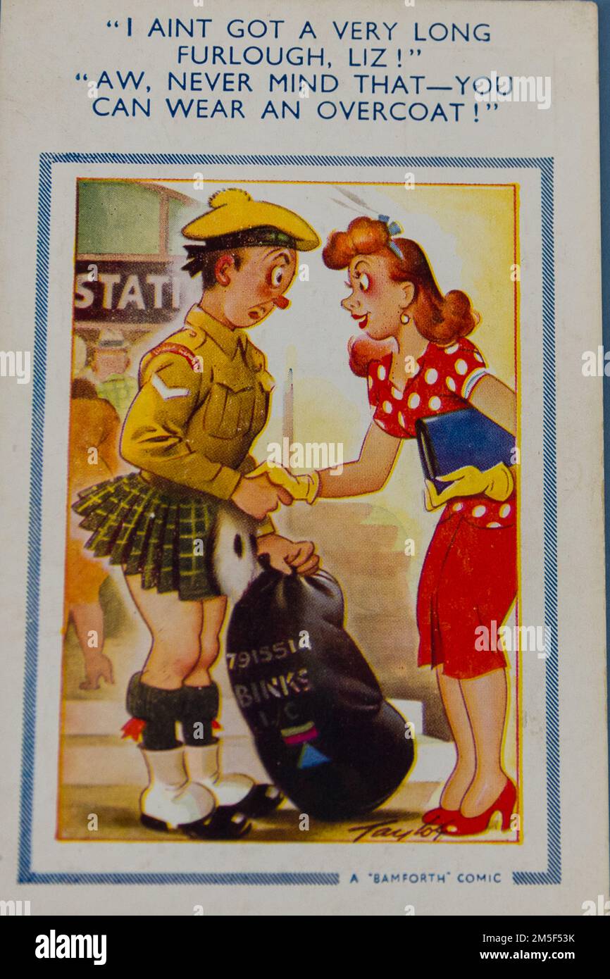 Carte postale comique de bord de mer ' I ai pas eu Un très long furlough' classique anglais humour de bord de mer Banque D'Images