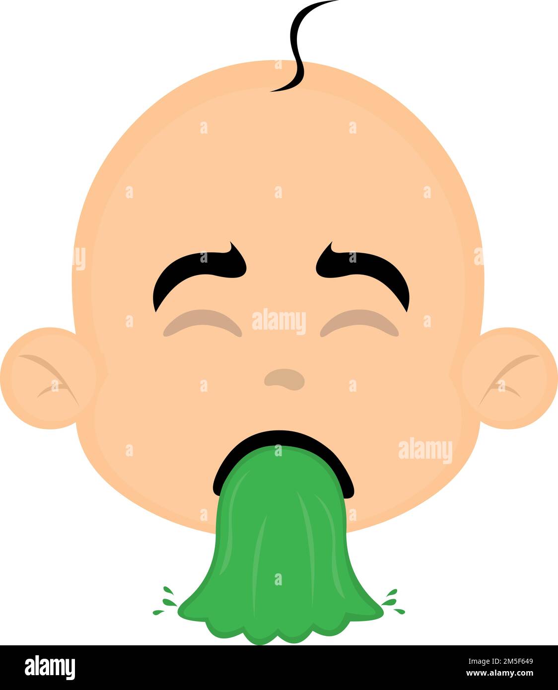 illustration vectorielle du visage d'un bébé dessin animé vomissant Illustration de Vecteur