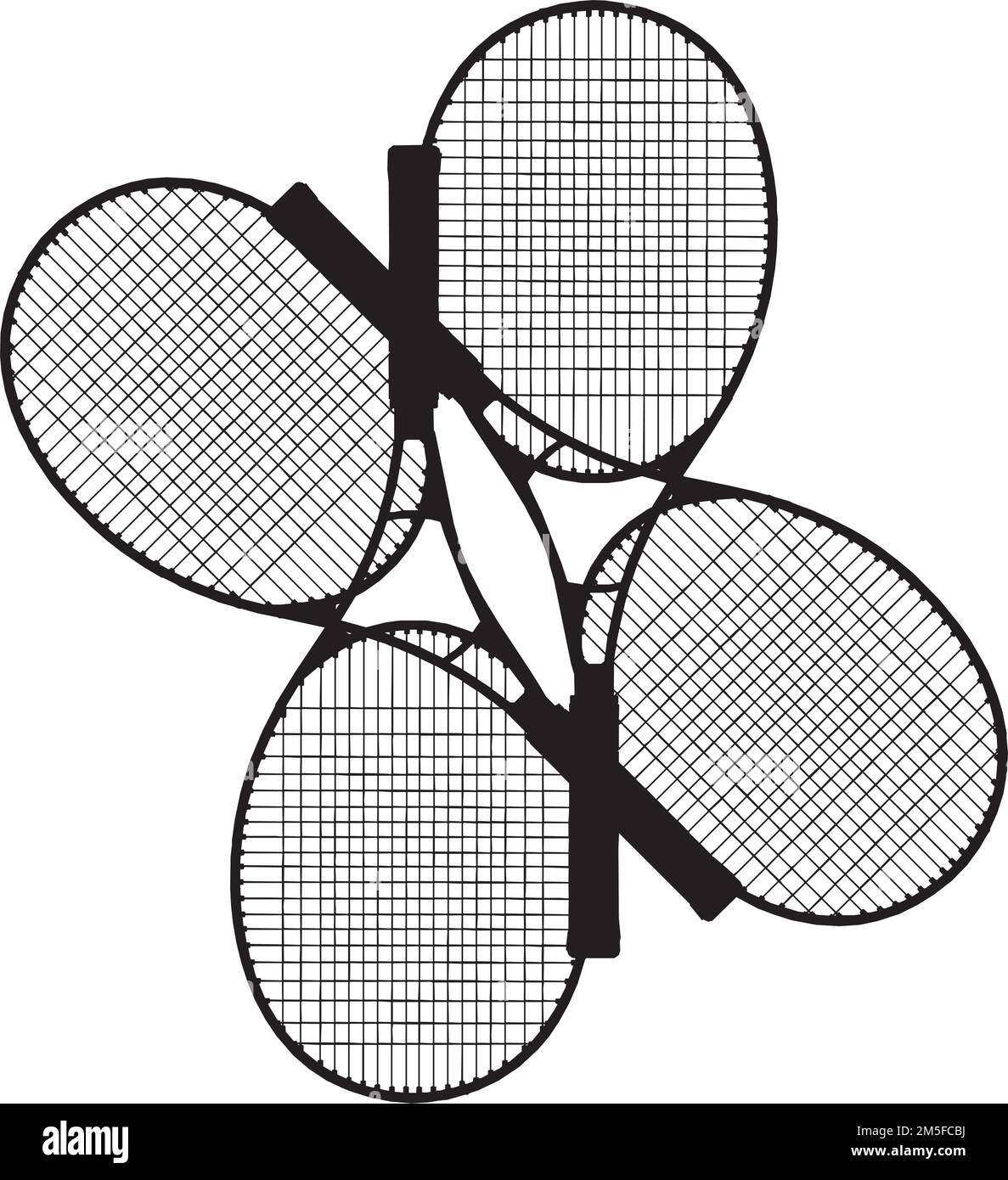 Raquettes de tennis multiforme Silhouettes Vector. Illustration sur fond blanc. Illustration vectorielle de plusieurs raquettes de tennis. Illustration de Vecteur
