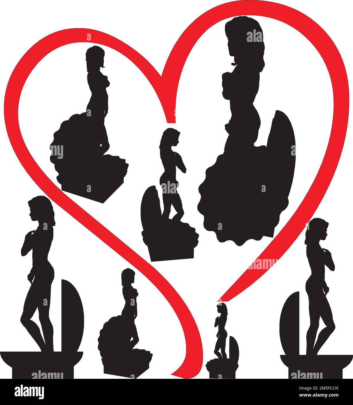 Statue antique d'Aphrodite dans le vecteur de silhouette de coquillages ...