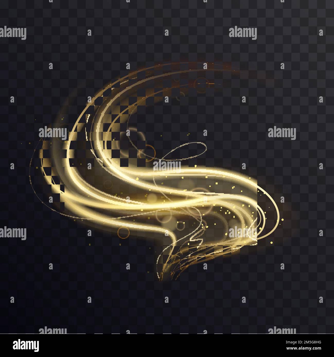 Onde lumineuse douce dorée avec bokeh brillant, illustration vectorielle à effet abstrait.Brillance de luxe des lignes de mouvement courbes d'or et des particules brillantes, brillant Illustration de Vecteur