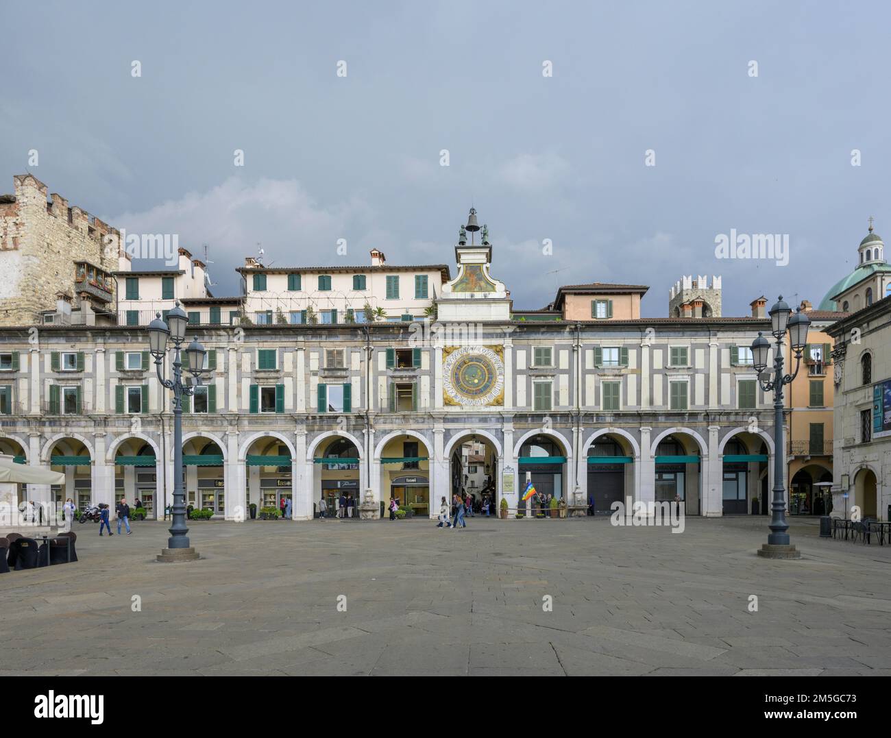 Horloge astronomique à Piazza della Loggia, Brescia, province de Brescia, Italie Banque D'Images