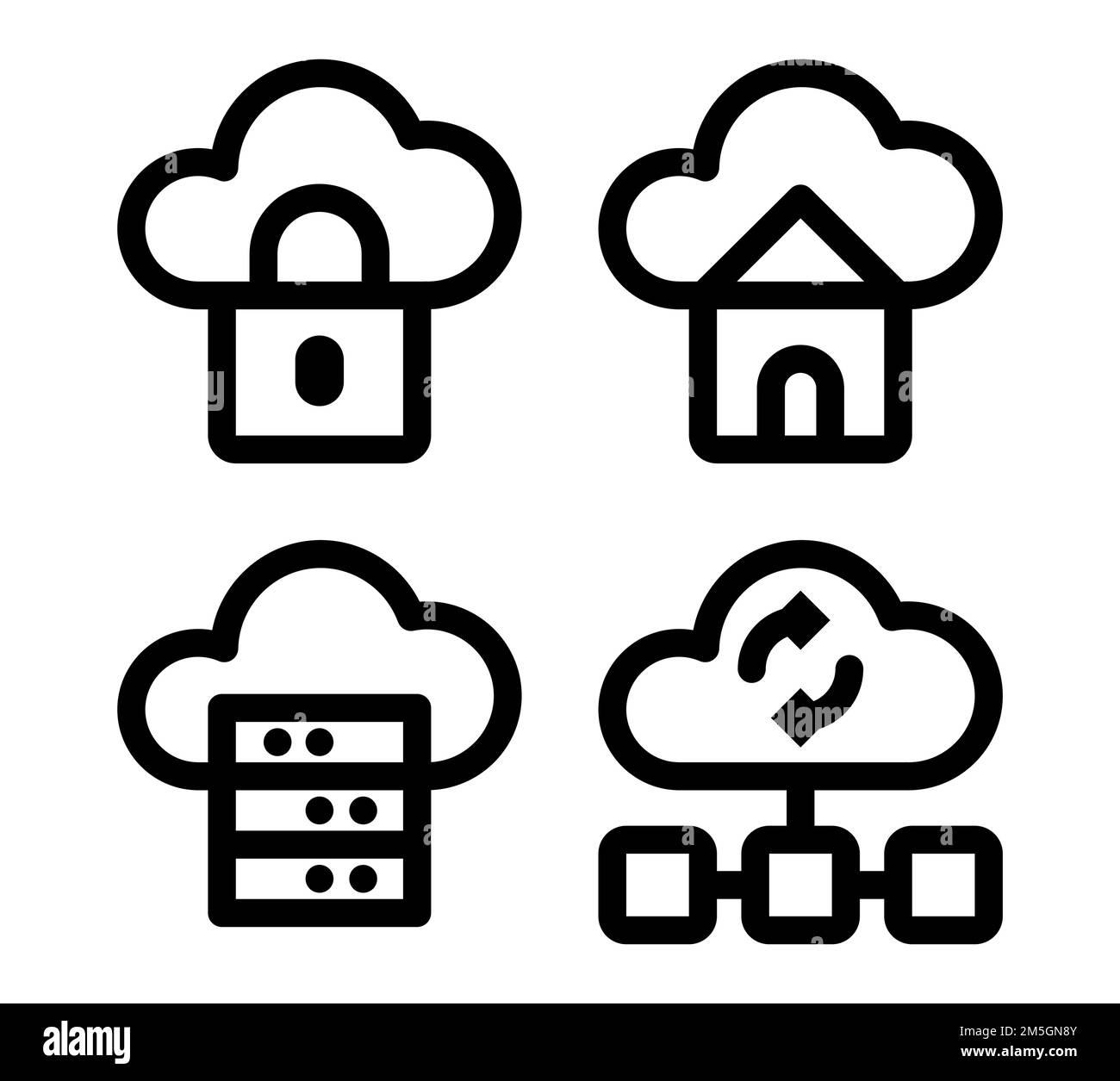 Ensemble d'icônes de données de calcul et de stockage de fichiers isolées sur fond blanc Illustration de Vecteur
