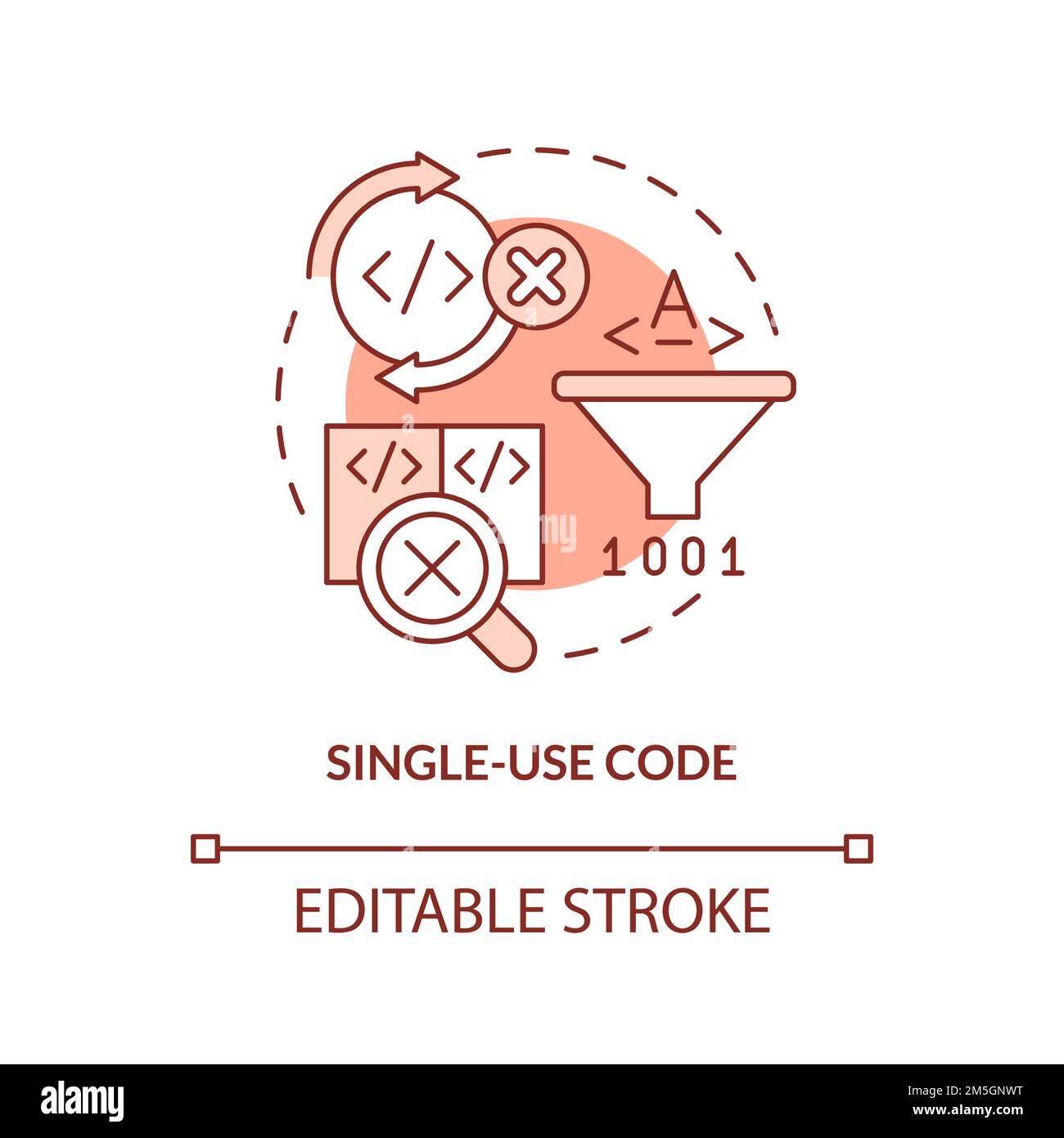 Icône concept terre cuite code à usage unique Illustration de Vecteur