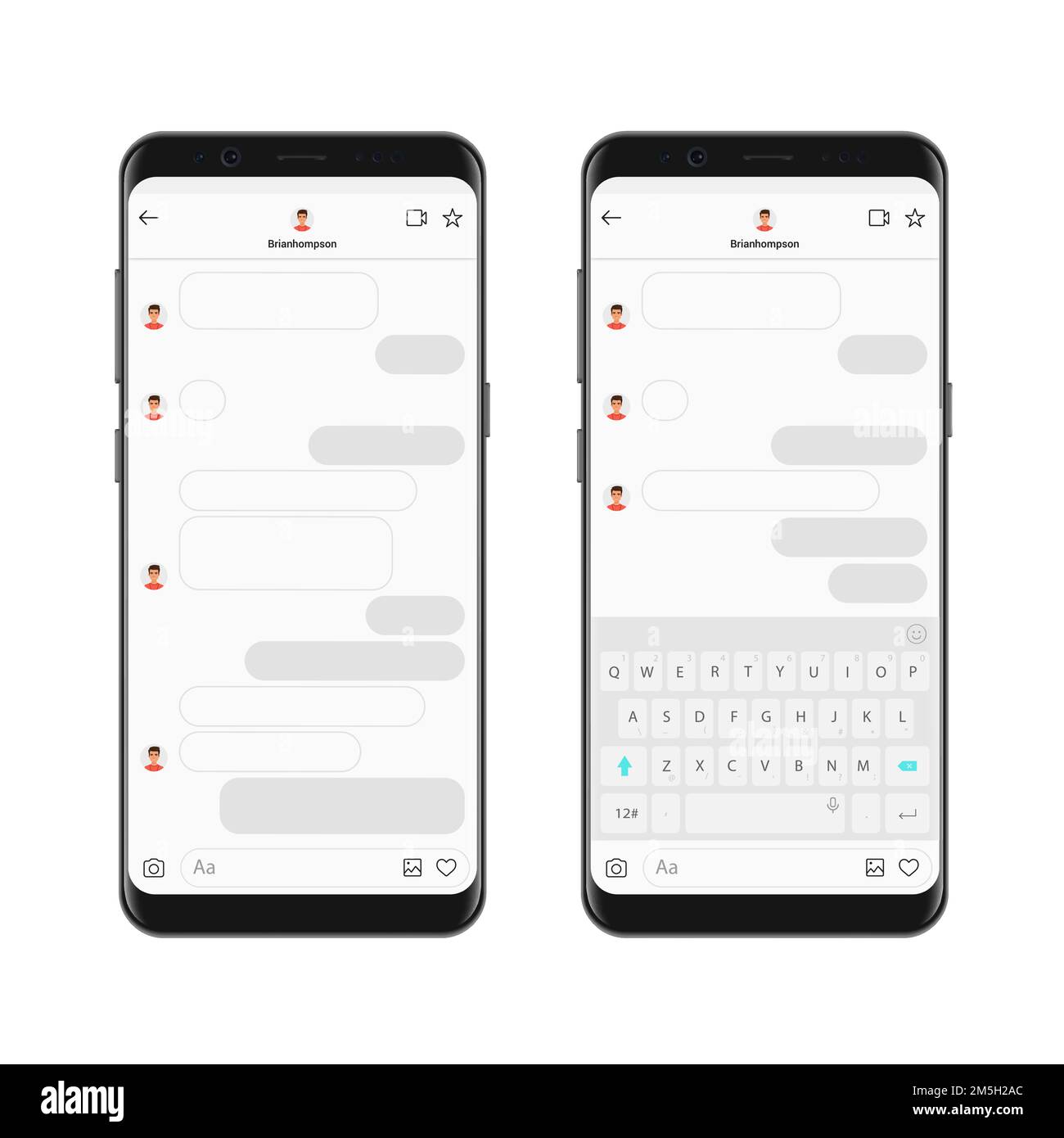 Modèle d'application de messagerie instantanée réaliste avec bulles de ...