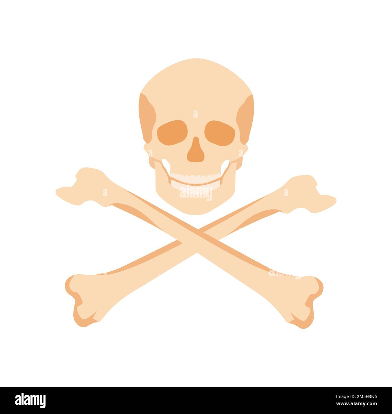 Crâne avec crossos. Drapeau pirate et symbole de danger Illustration de Vecteur Crâne avec crossos. Drapeau pirate et symbole de danger Illustration de Vecteur