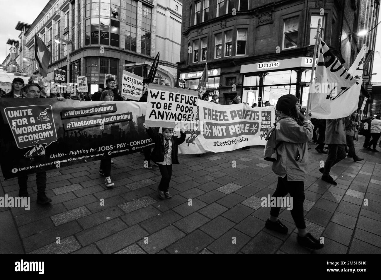 Grève de Glasgow manifestation de solidarité organisée en réponse à la prise de fonctions du Premier ministre Rishi Sunak en tant que Premier ministre britannique Banque D'Images