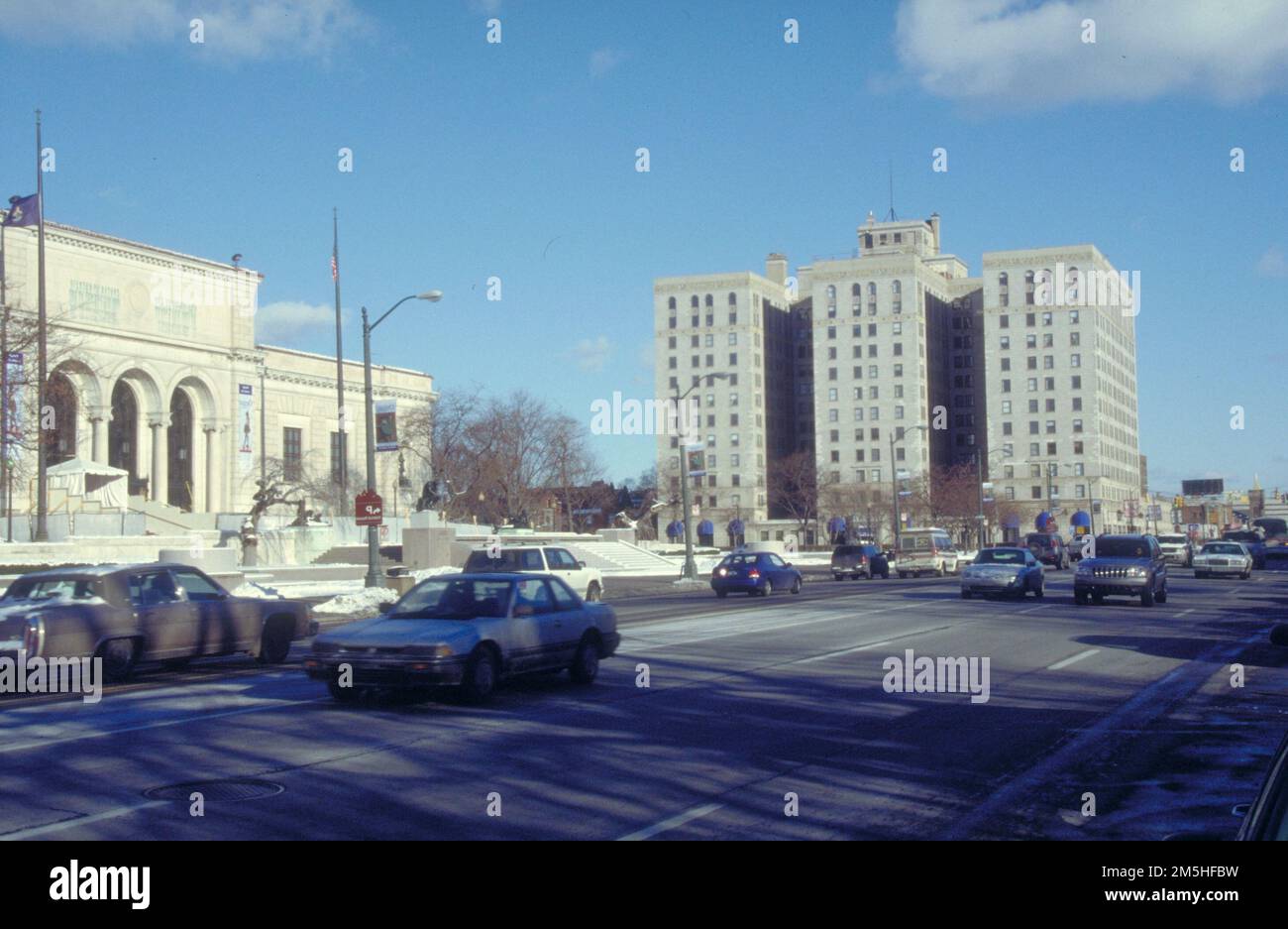 Woodward Avenue (M-1) - Automotive Heritage Trail - Woodward Avenue Scenic Byway à Detroit. Vue d'hiver sur Woodward Avenue Scenic Byway à Detroit. Emplacement : Michigan (42,339° N 83,052° O) Banque D'Images