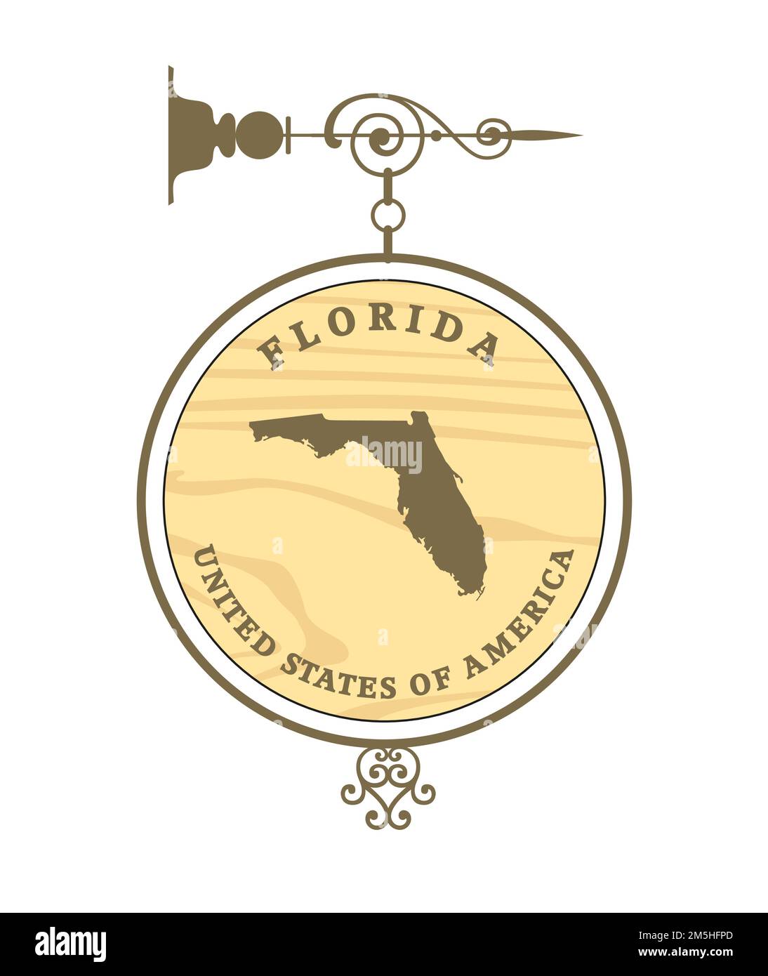 Étiquette vintage avec plan de Floride, vector Illustration de Vecteur Étiquette vintage avec plan de Floride, vector Illustration de Vecteur