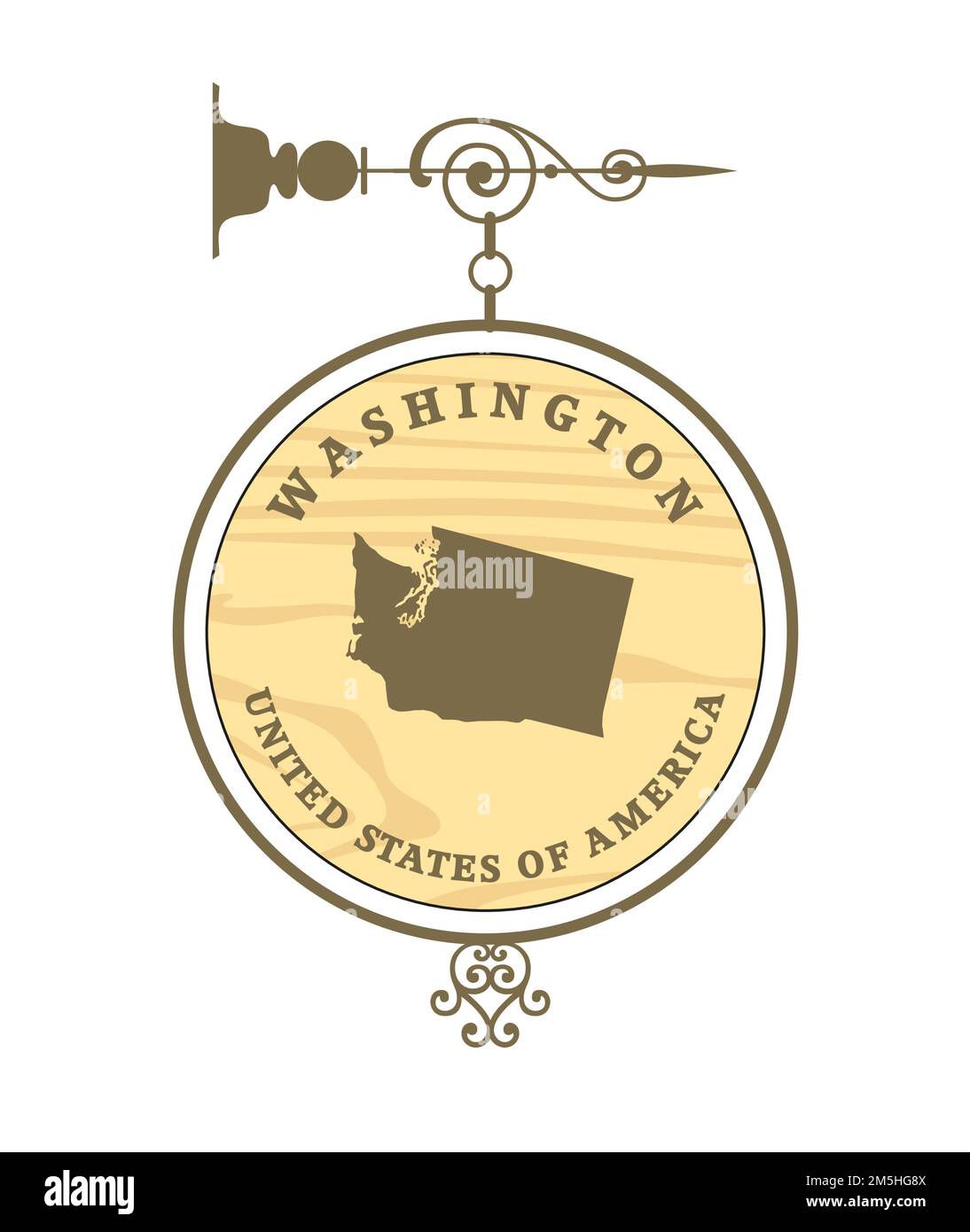 Étiquette vintage avec plan de Washington, vector Illustration de Vecteur